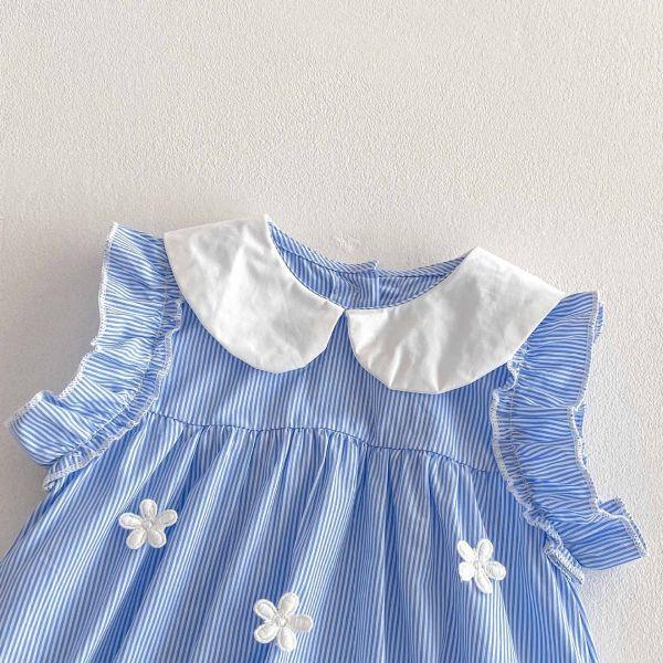 奶油領藍條紋包屁 