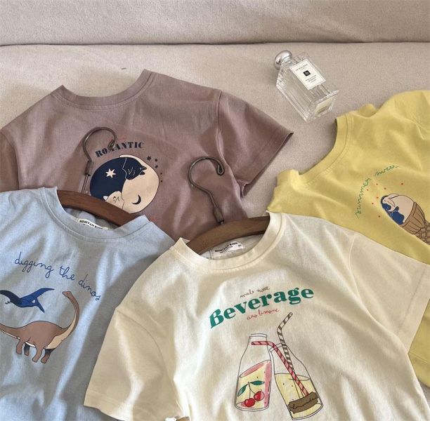 日系簡約繪畫風短tee 