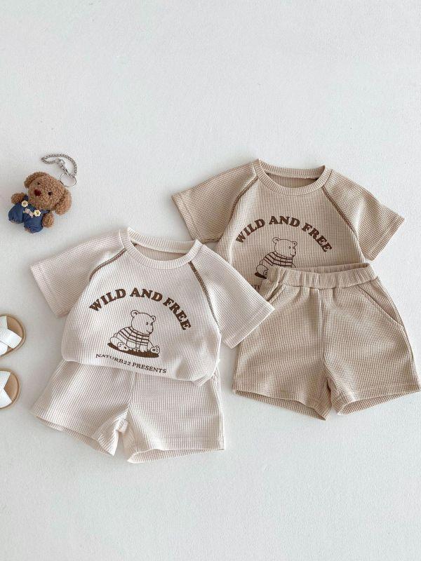 鬆餅格明線小熊套裝 