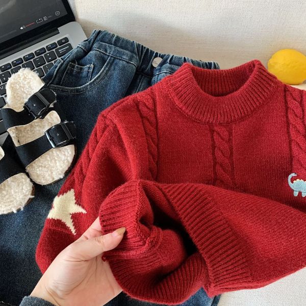 霧紅色童趣動物針織上衣 