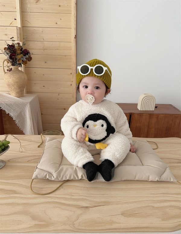 暖呼呼企鵝加絨連身衣 
