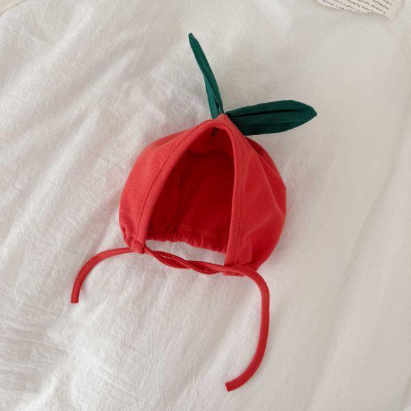 紅通通小蕃茄吊帶包屁｜附帽 