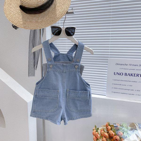 渡假很可以！五分牛仔吊帶組 