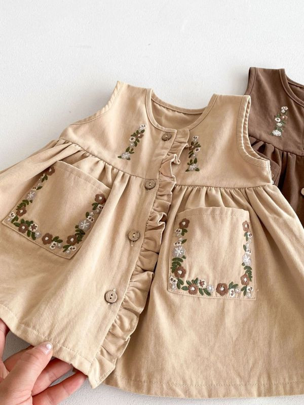 【現貨】大地森林款！木耳刺繡連身裙 