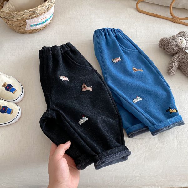 療癒系狗狗保暖牛仔長褲 