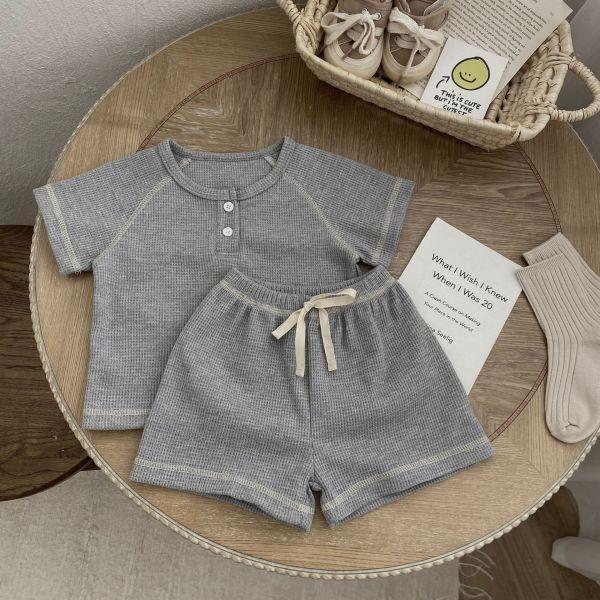 韓系冷色！華夫格素面套裝 