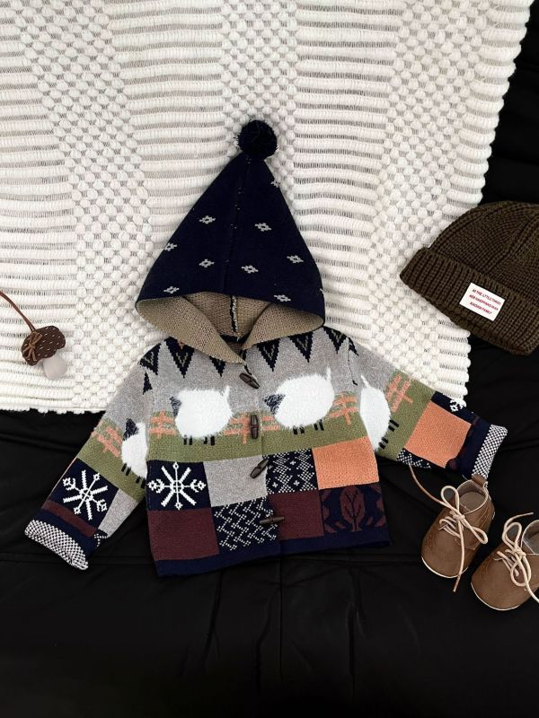 復古撞色精靈針織外套 