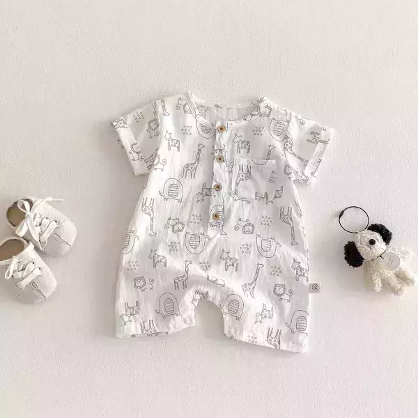 插畫小動物風連身衣 