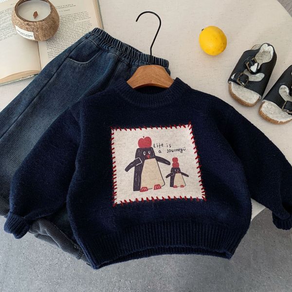 彩繪小企鵝家族針織上衣 