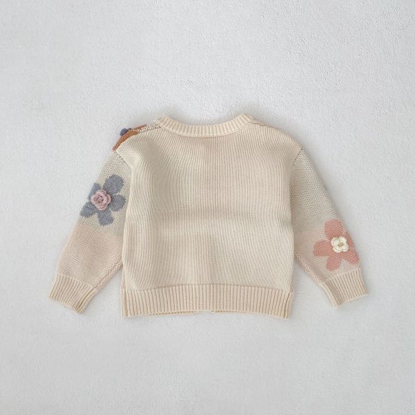 立體棉花糖小花針織外套 