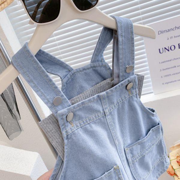 渡假很可以！五分牛仔吊帶組 