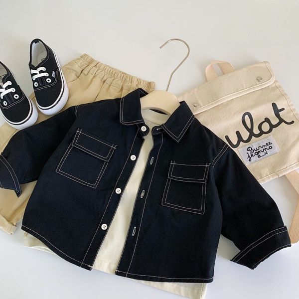 小大人感明顯工裝襯衫 