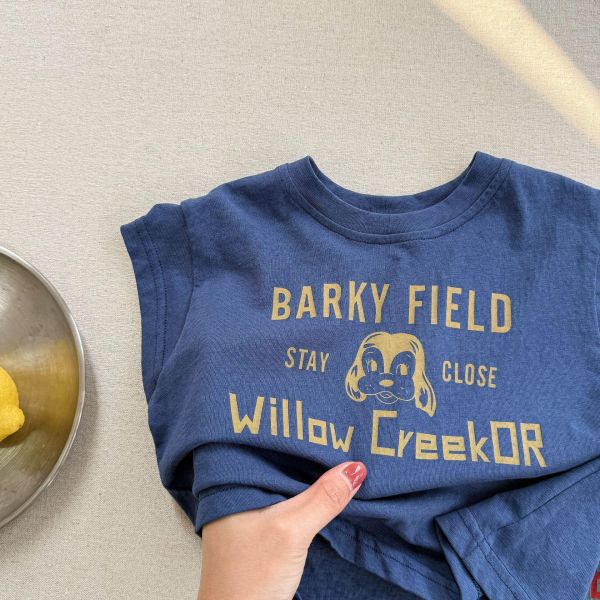 韓系字母狗狗無袖上衣 