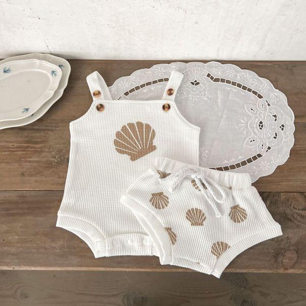 華夫格貝殼吊帶套裝 