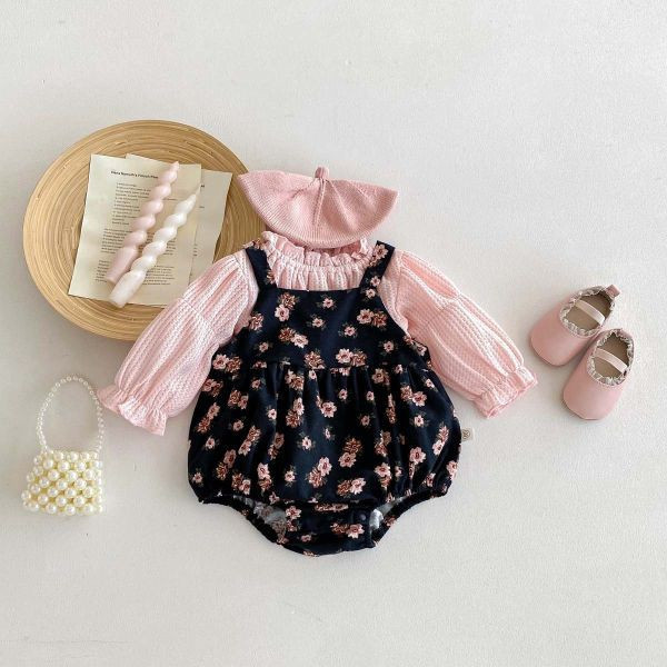 【現貨】泡泡碎花吊帶包屁組 