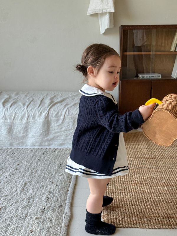 小熊學院風邊線娃娃領包屁裙 