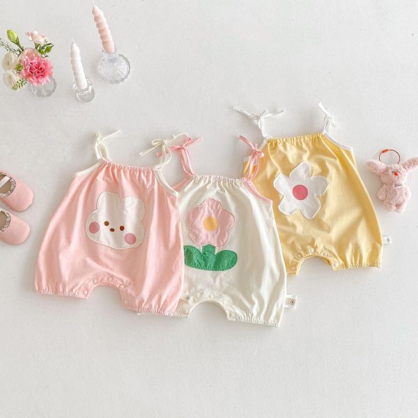 清爽花朵綁帶薄款連身衣 