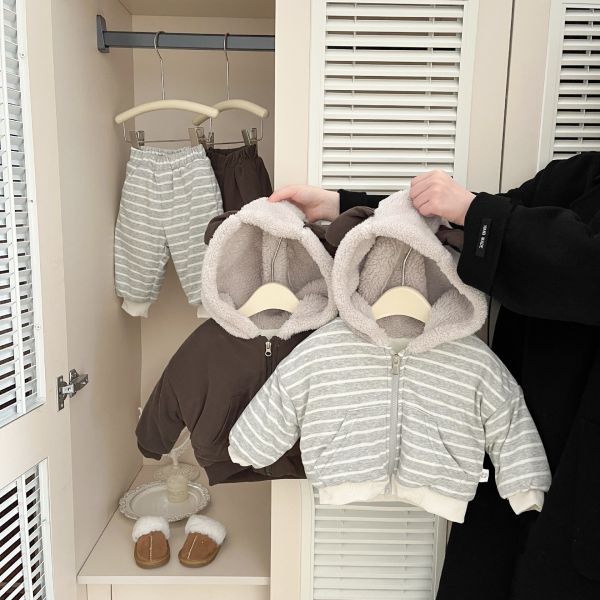 咘咘小熊加絨外套套裝 