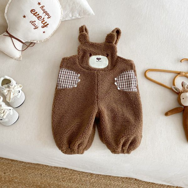 森林好朋友羊羔絨吊帶褲 