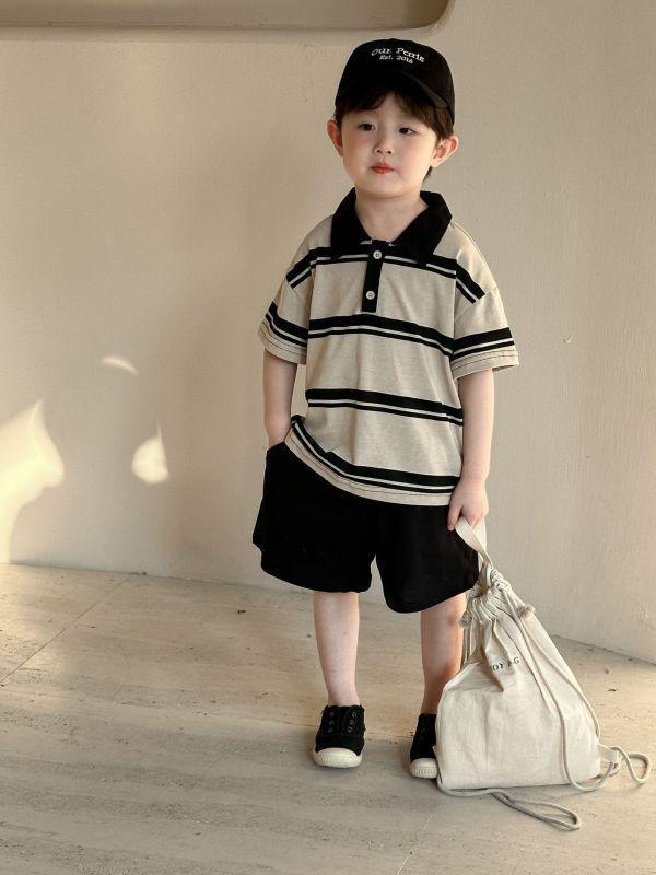 帥帥的寬細條紋兄妹裝 