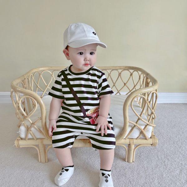 好逗趣爆米花條紋爬服 