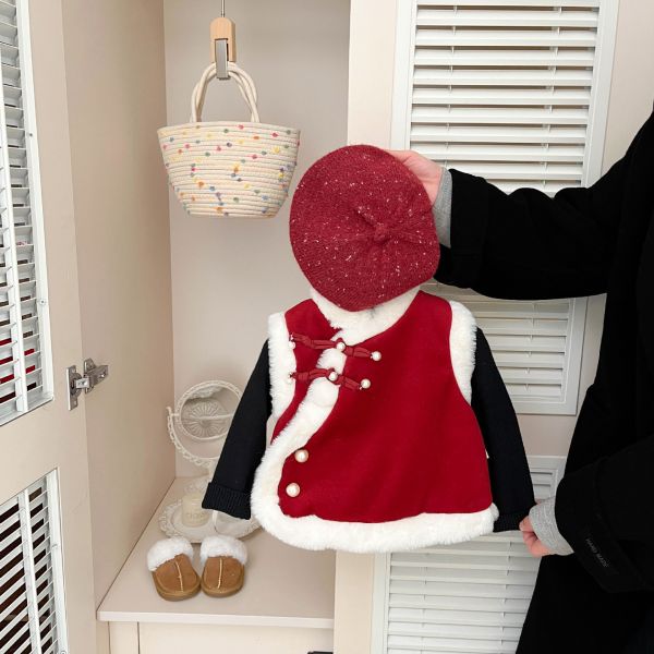 新春好年紅絨背心 