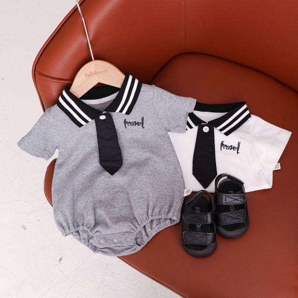 短袖POLO領刺袖包屁 