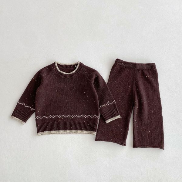 小麥波紋針織套裝 