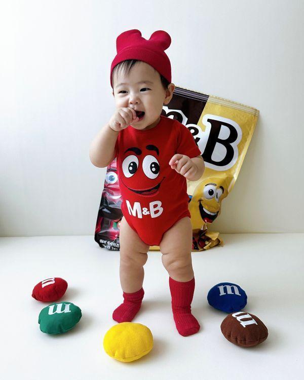 紅色糖果豆豆包屁｜附帽 