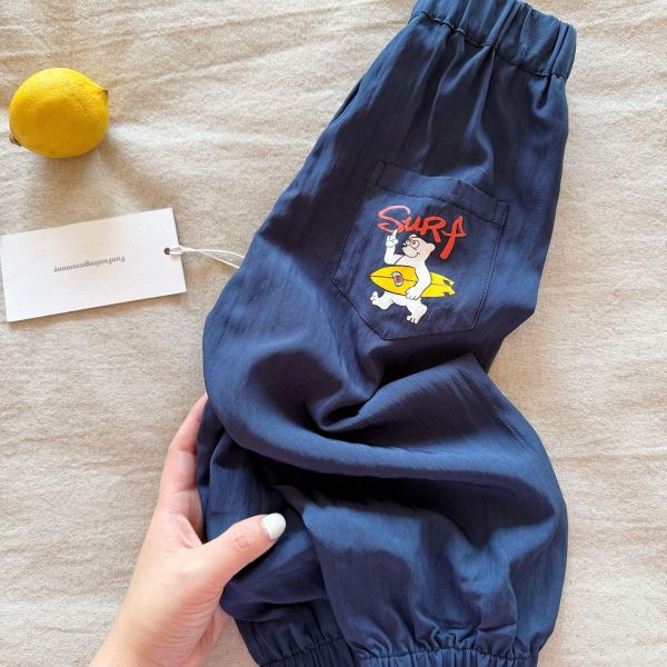 彩色車子口袋長褲 