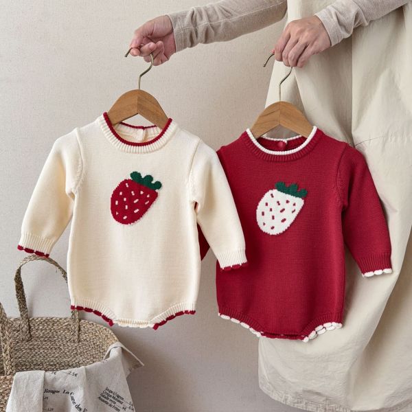 田園系大草莓針織上衣 
