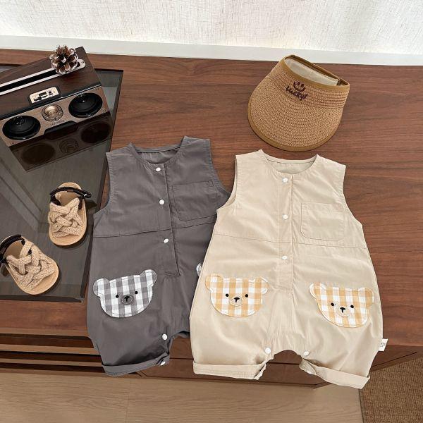 可愛格子熊無袖外出服 