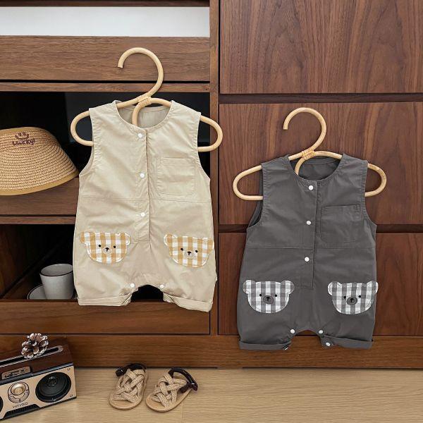 可愛格子熊無袖外出服 