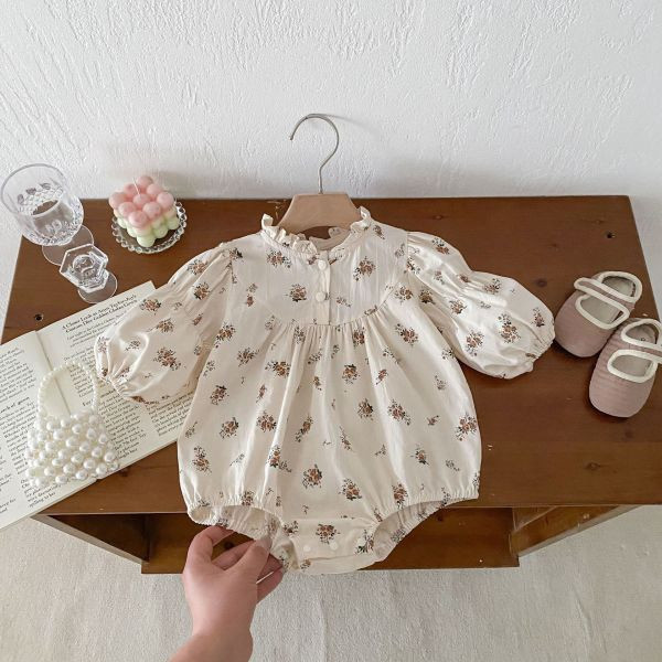 乾燥花束杏色長袖包屁 