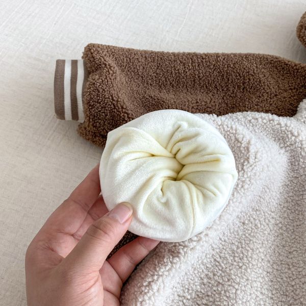 格紋熊耳絨毛連身衣 