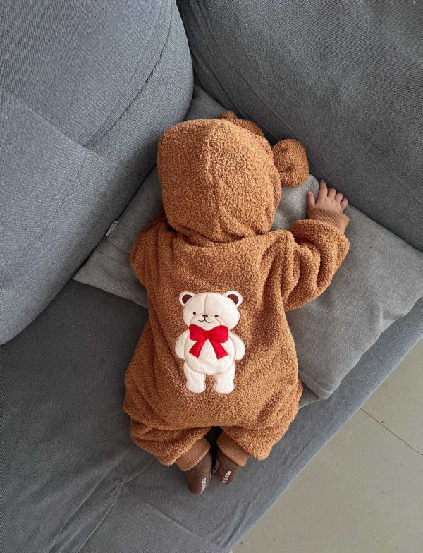 大耳朵熊熊排扣連身衣 