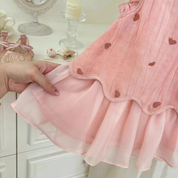 甜美愛心網紗拼接連身裙 