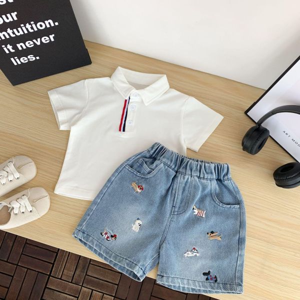 狗狗大集合刺繡牛仔短褲 