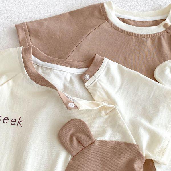 大頭熊熊撞色連身衣 