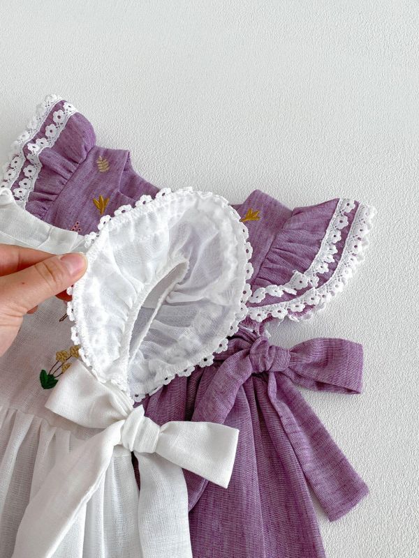 森系花束飛飛袖公主洋裝 