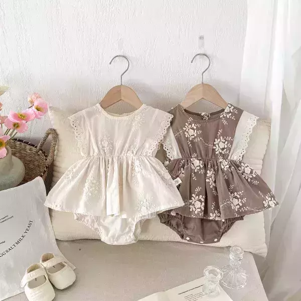 美美繡花無袖包屁裙 