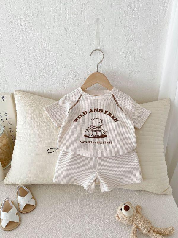 鬆餅格明線小熊套裝 