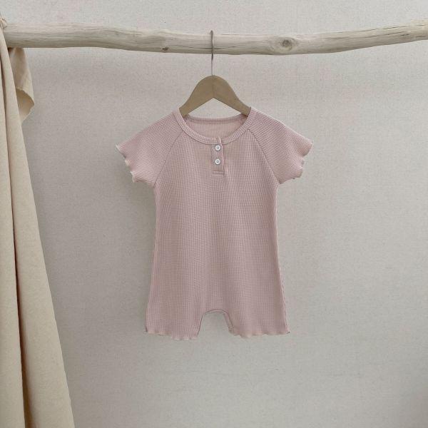 韓系冷色！華夫格素面連身衣 