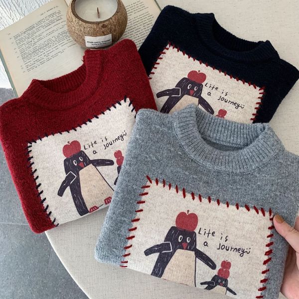 彩繪小企鵝家族針織上衣 