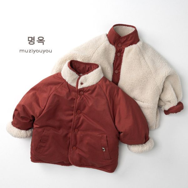 暖紅羊羔毛雙面保暖外套 