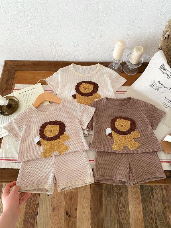 華夫格刺繡獅子套裝 