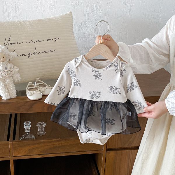 微霧碎花拼紗包屁裙 