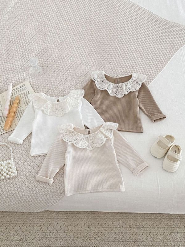 【現貨】細緻蕾絲領百搭上衣 