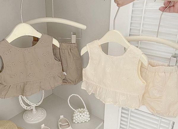 大地色鏤空小花套裝 