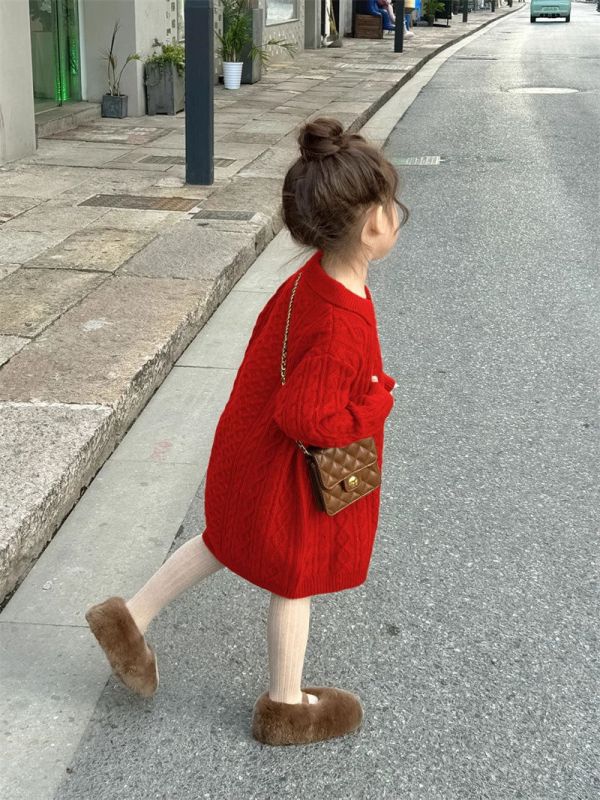 【現貨】溫柔系針織領長版洋裝 